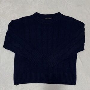 Dazy Elegant Navy Blue knit Crew Neck Sweater